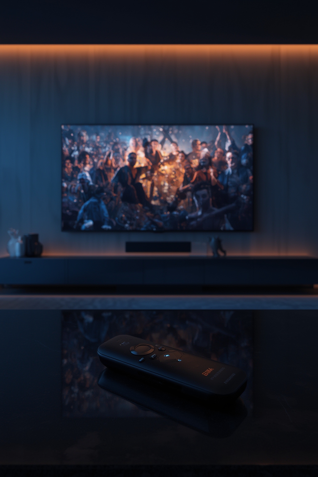 4K streaming device on TV stand