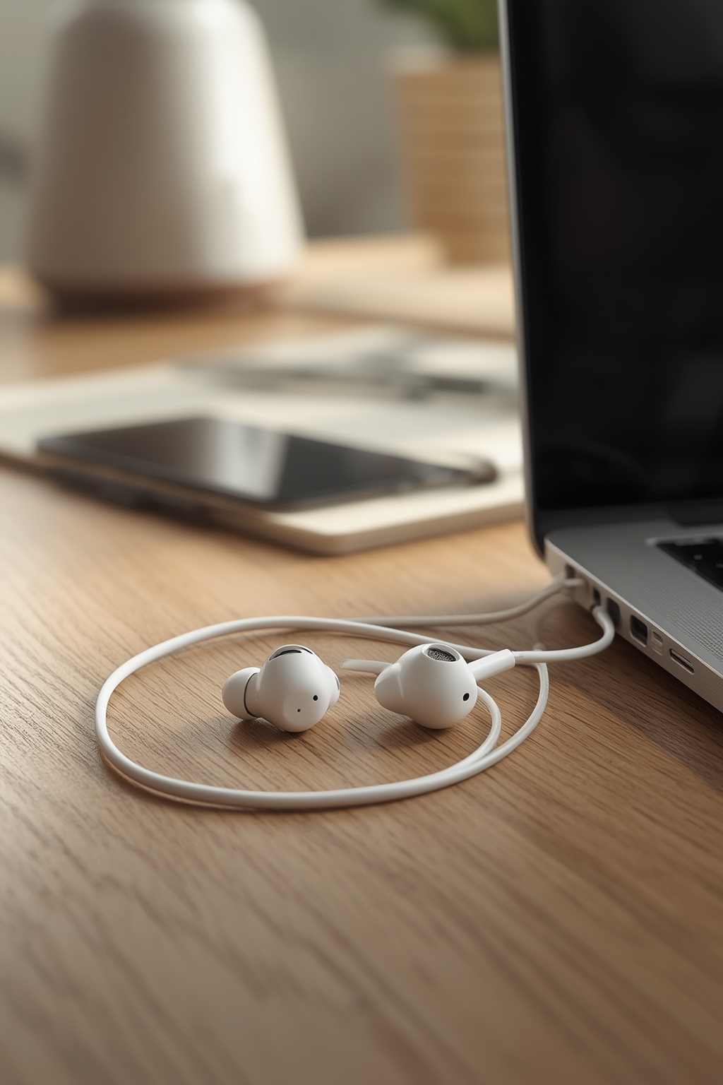 USB-C EarPods plugged into iPhone