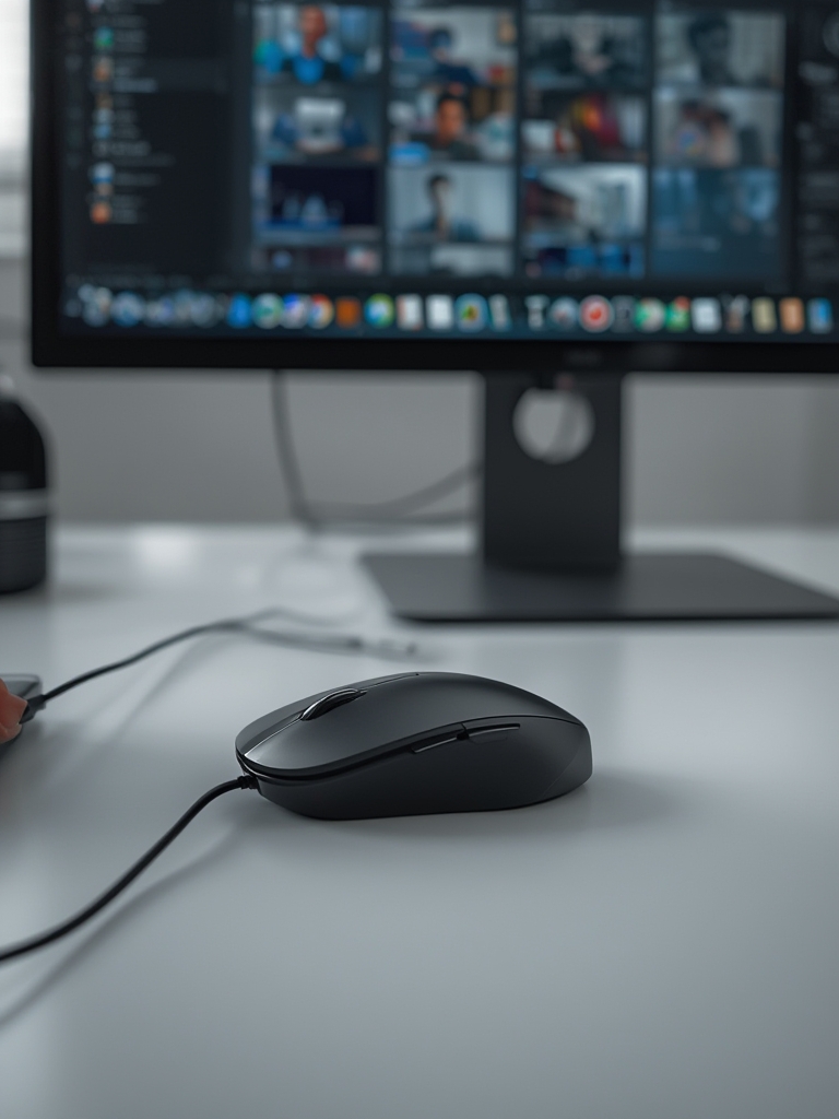 wired mouse in action