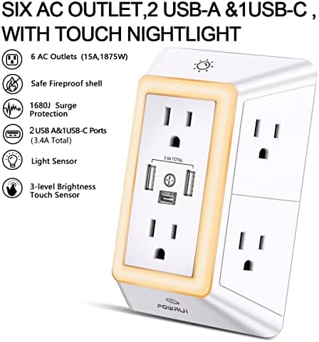 POWRUI Multi Plug Surge Protector: 7 Ultimate Solutions for Easy 2026 Protection 2 powrui multi plug surge protector night light and usb c