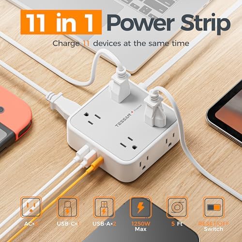 power strip extension cord with usb for office desk organizer