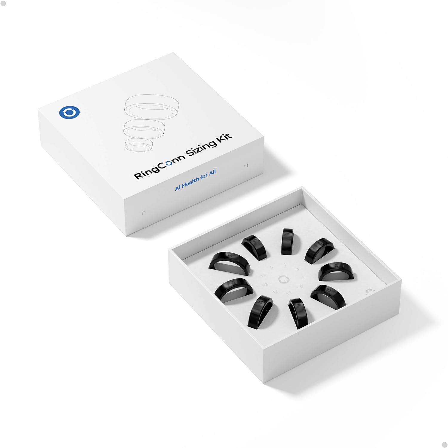 ringconn smart ring sizing kit used with ring sizing guide and finger size chart