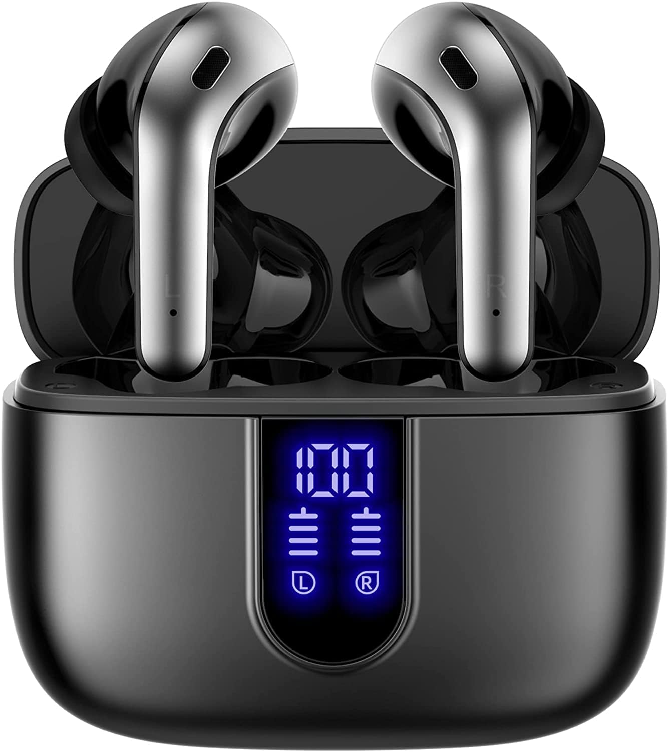 TAGRY true wireless earbuds with LED display and charging case