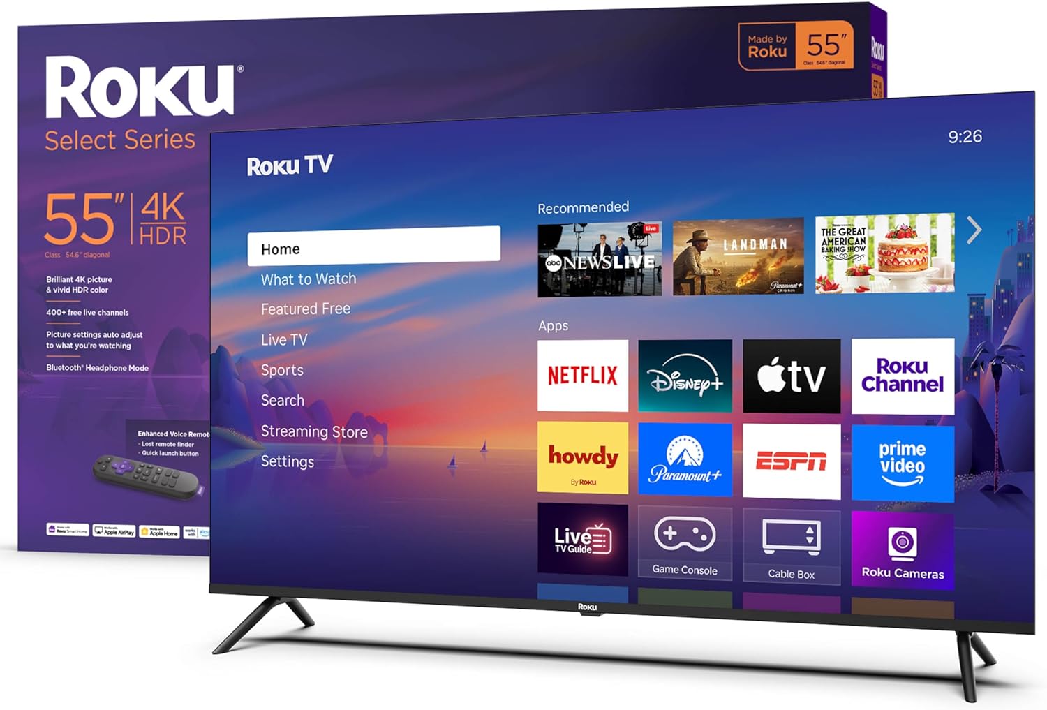 roku smart tv 55 inch flat screen 4k resolution TV