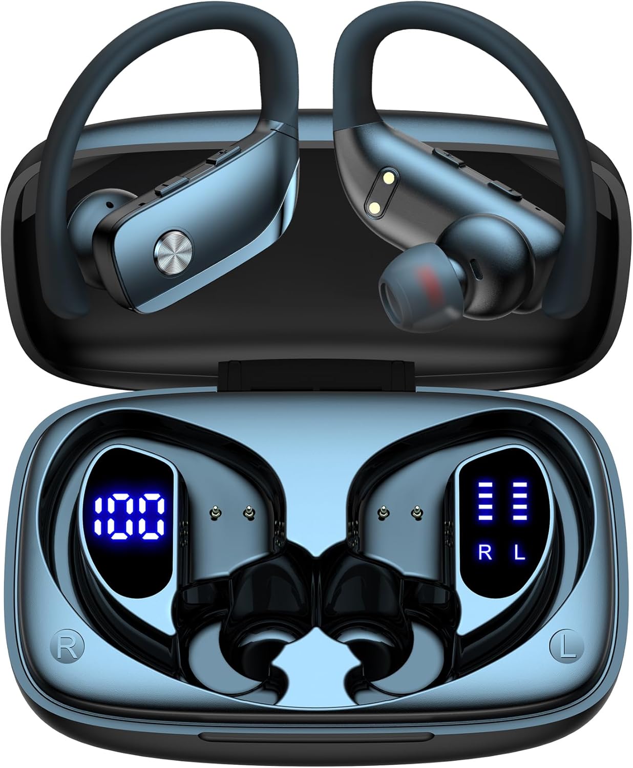 bmani wireless earbuds portable charging case and dual led display