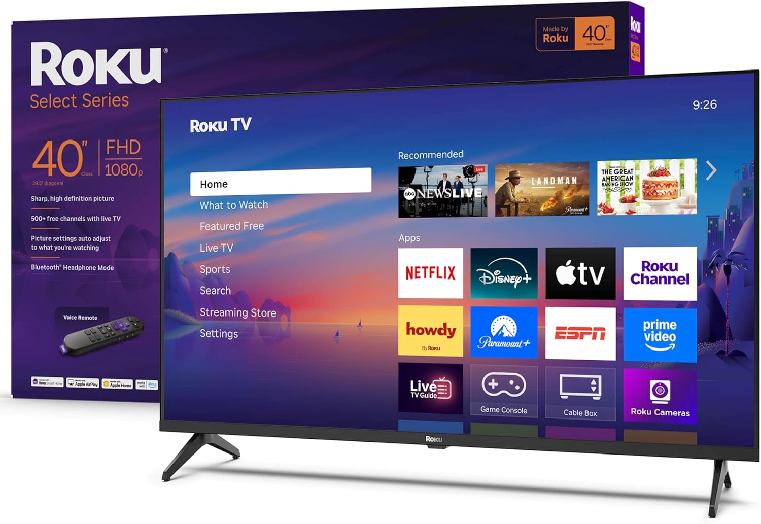 roku smart tv 40 inch - modern flat screen led tv with wi-fi and voice remote