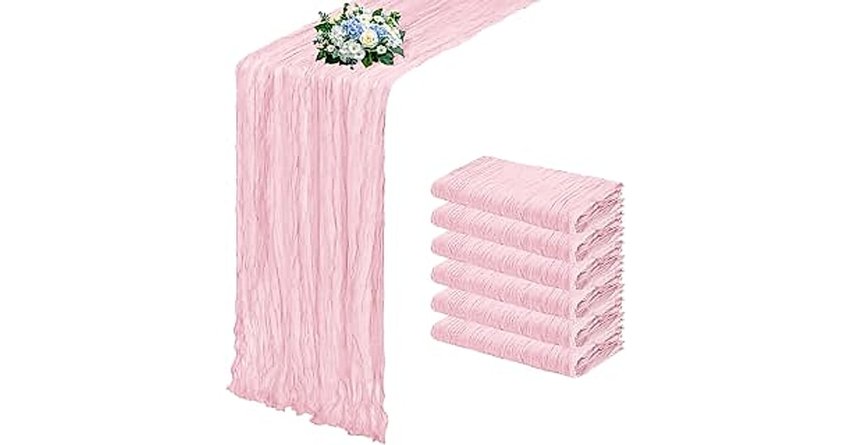 pink cheesecloth table