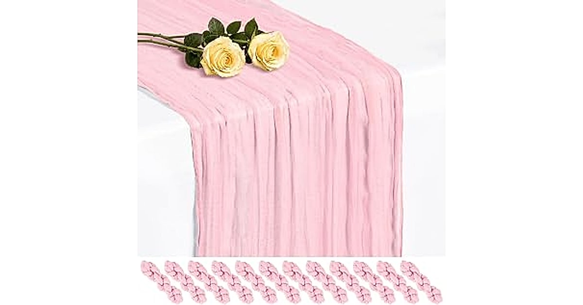 pink cheesecloth table